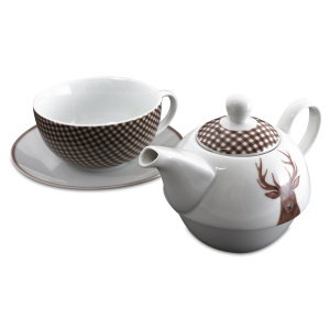 Porcelain tea set for one person – deer